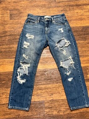 Women’s Ripped Boyfriend Jeans - Blue